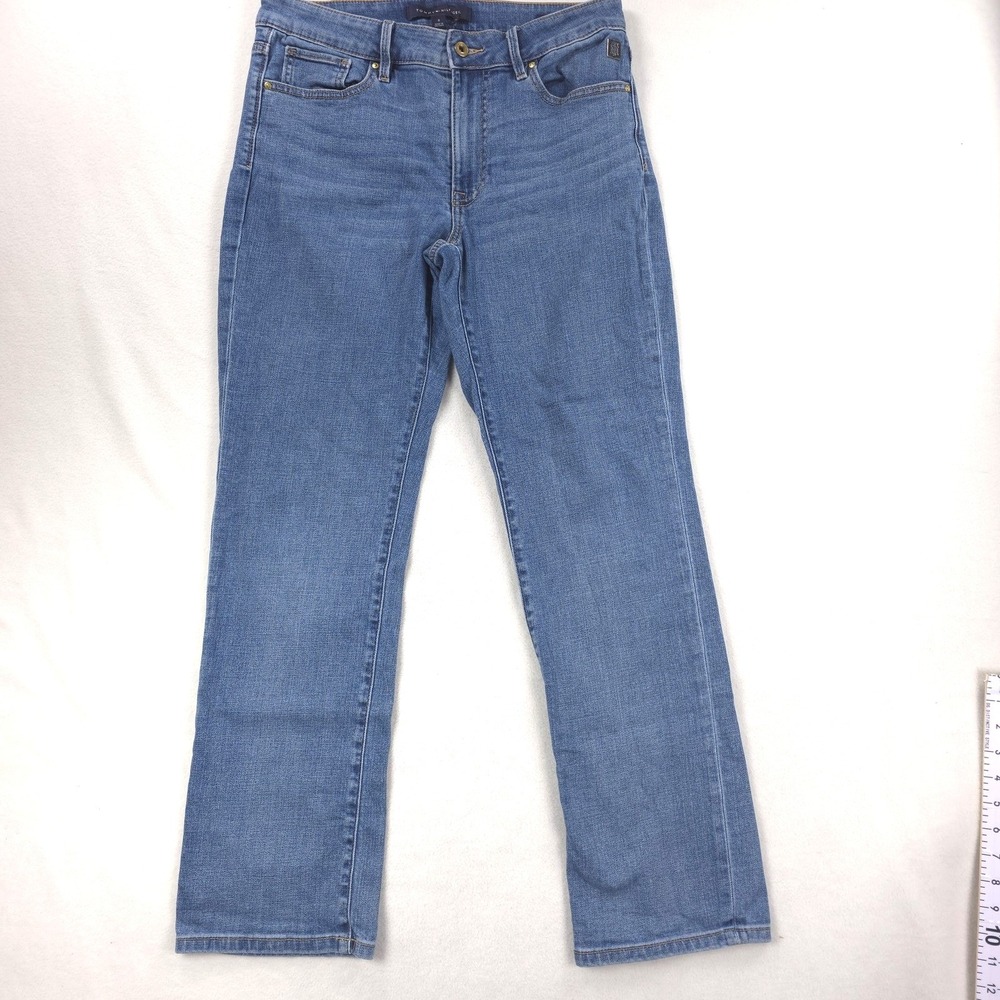 Tommy Hilfiger Tribeca Straight Jeans Womens 8 Blue Mid Rise Stretch Denim